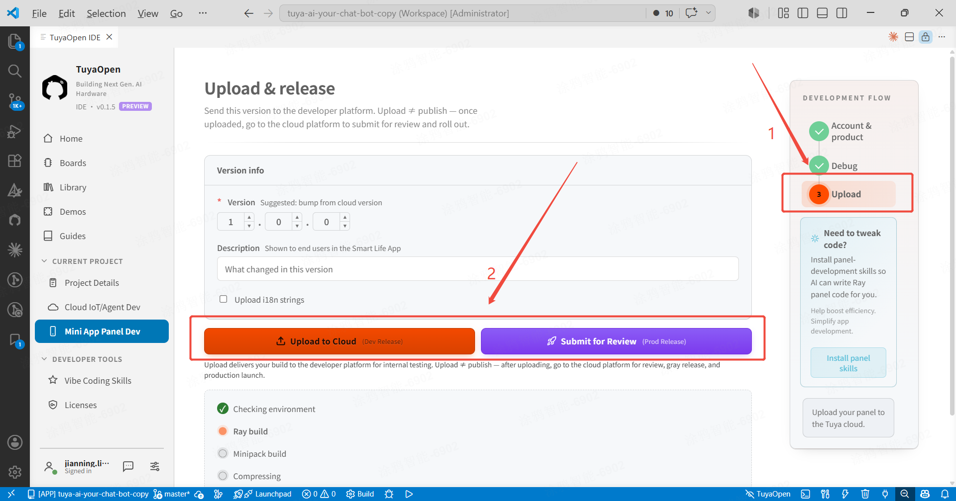 Upload the mini-app to the cloud