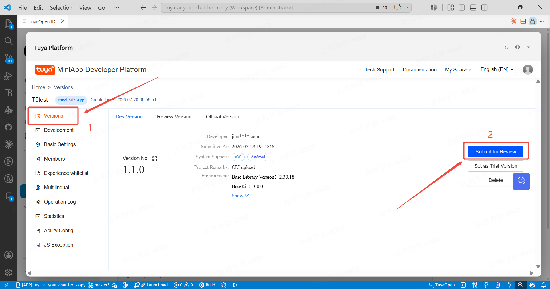 Version management โ submit for review