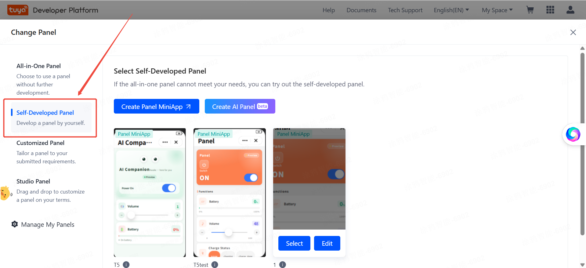 Published custom panel